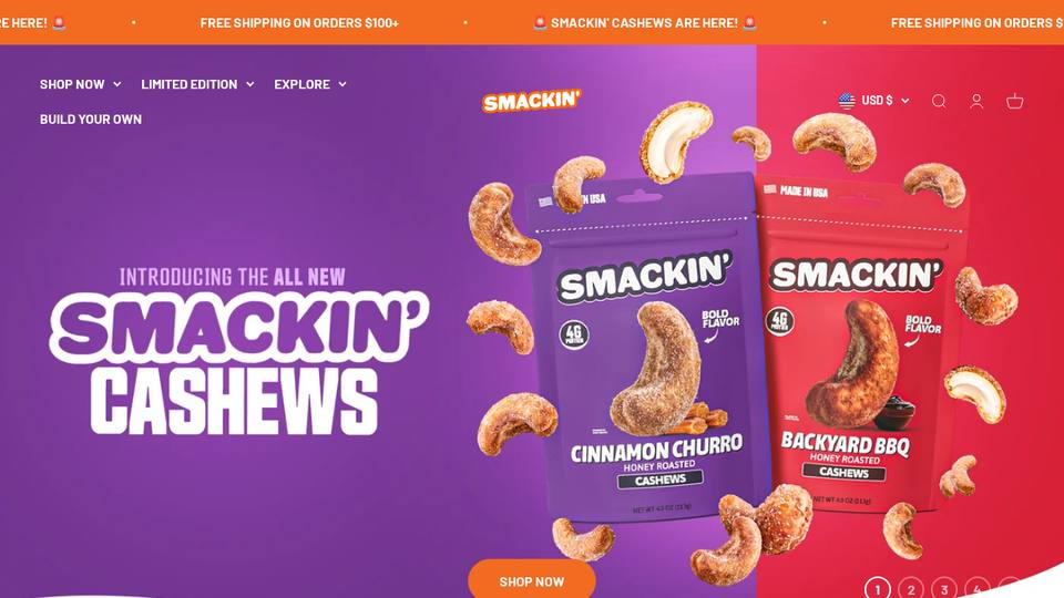 Screenshot of the SMACKIN homepage