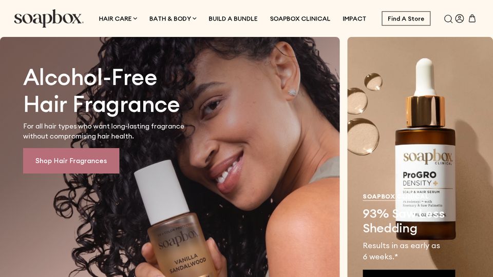 Screenshot of the Soapbox homepage
