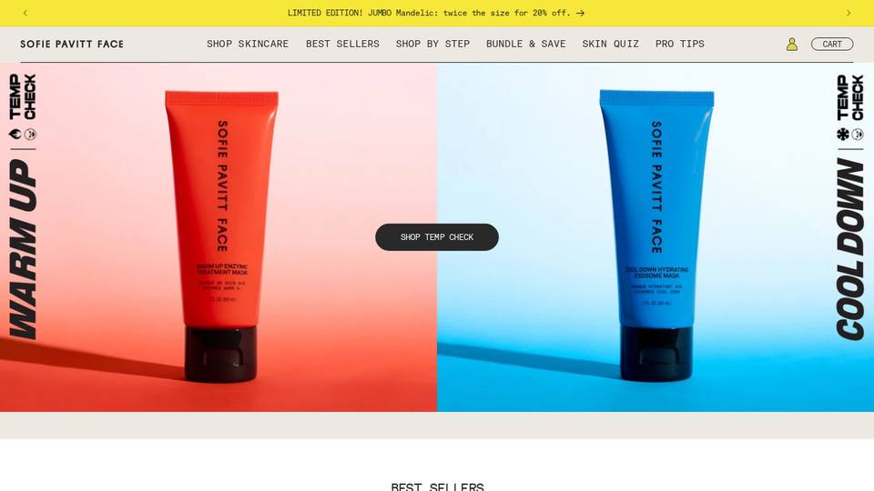 Screenshot of the Sofie Pavitt Face homepage