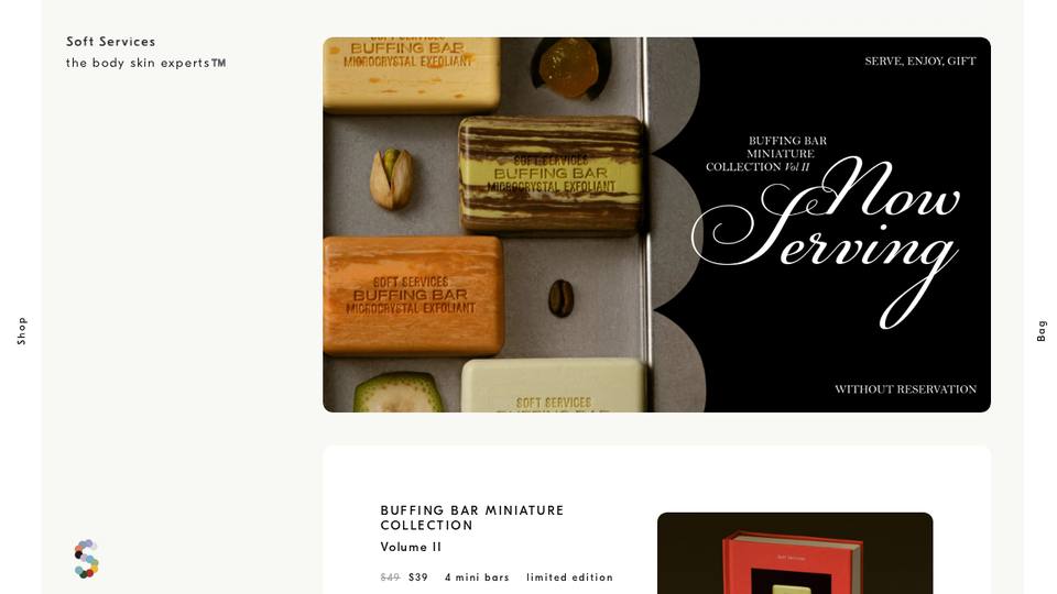 Screenshot of the Soft Services homepage