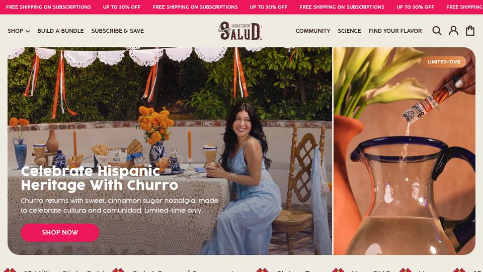 Screenshot of the Taste Salud homepage