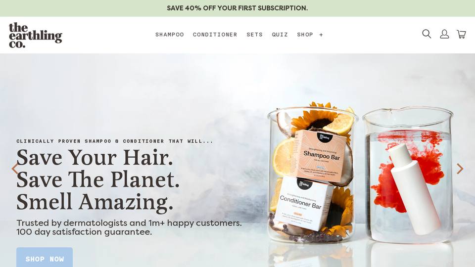 Screenshot of the The Earthling Co. homepage