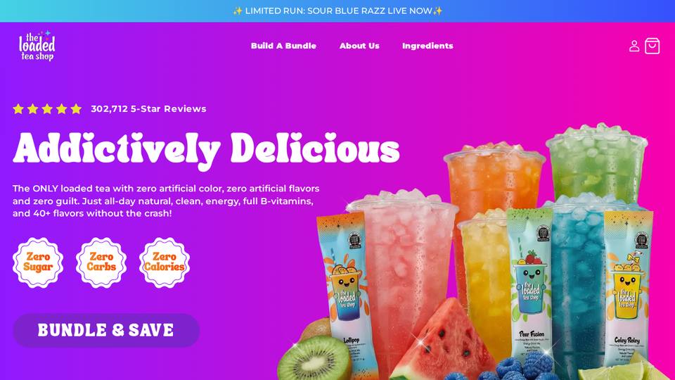 Screenshot of the The Loaded Teashop homepage
