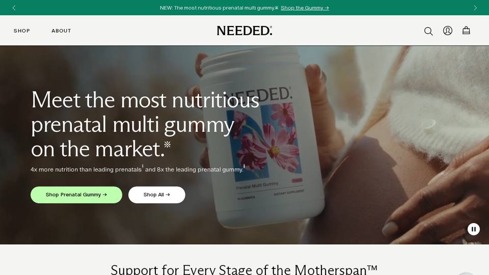 Screenshot of the Needed homepage