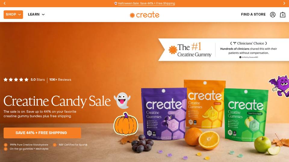 Screenshot of the Create homepage