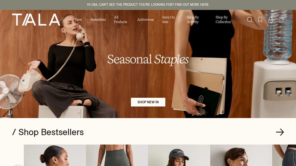 Screenshot of the TALA homepage