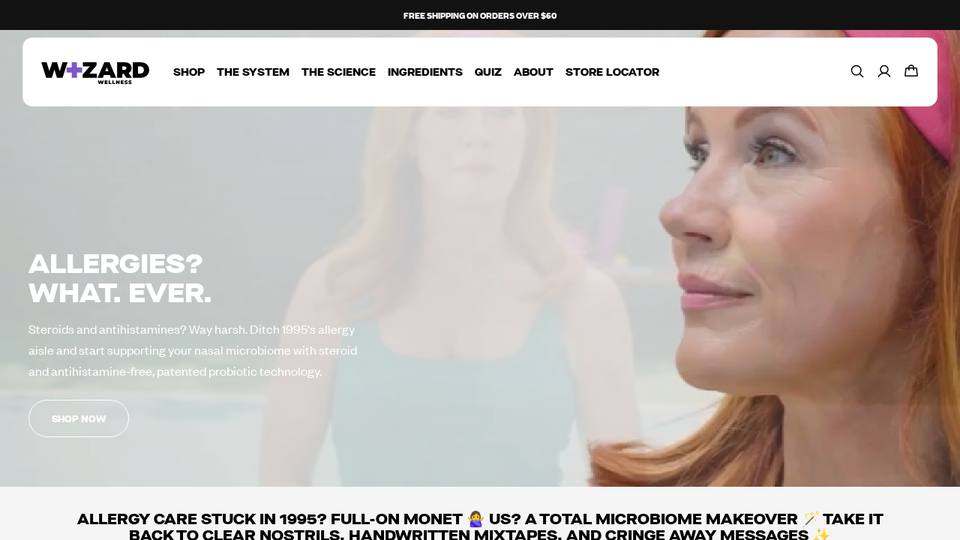 Screenshot of the Wizard Wellness homepage