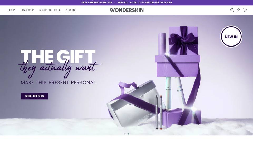 Screenshot of the Wonderskin homepage