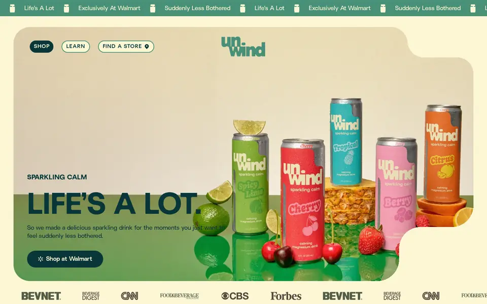 Try Unwind homepage, opening on “Life’s a lot”, captured Oct 9, 2026