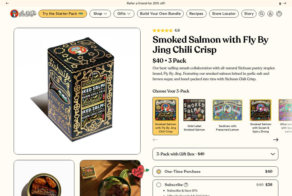 eatfishwife.com product page, top of page as captured Oct 9, 2026