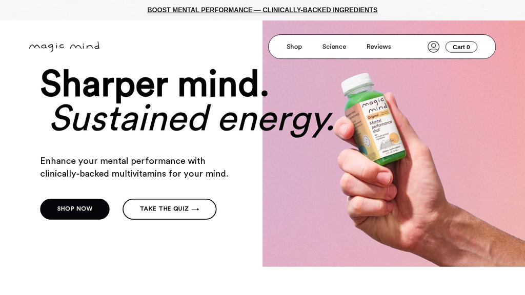 magicmind.com homepage, top of page as captured Oct 9, 2026