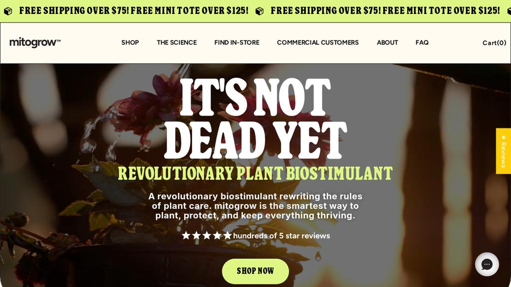 mitogrow.com homepage, top of page as captured Oct 9, 2026