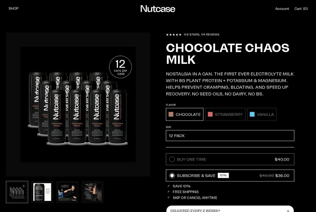drinknutcase.com product page, top of page as captured Oct 9, 2026